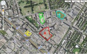 Vue aérienne des projets résidentiels du Triangle Namur/Jean-Talon