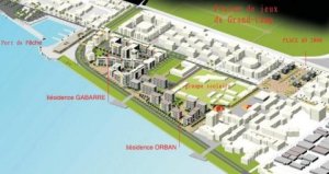 Carte en 3D des projets de logements sociaux pour le quartier de Lauricisque à Pointe-à-Pitre (Guadeloupe)