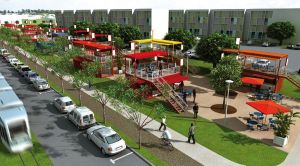 Vision en 3D du réaménagement d'une rue du quartier du Raizet, aux Abymes (Guadeloupe)