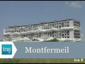 Démolition de la barre B2 de la cité des Bosquets à Montfermeil (93) en juin 1994