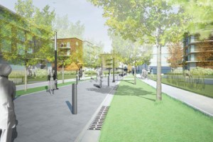 Projection en 3D de la future rue Buchan