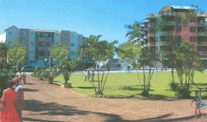 Vue en 3D du projet de rénovation du quartier Ravine Blanche à St-Pierre de la Réunion