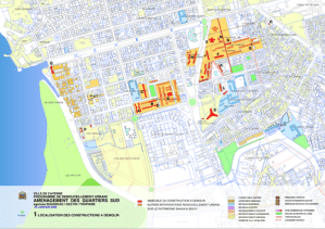 Carte des projets de rénovation urbaine sur le territoire de Cayenne (Guyane Française)