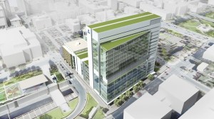 Vue aérienne en 3D du futur centre de recherche du CHUM