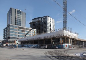 Vue du bâtiment 3 de la Phase 1 du District Griffin en construction