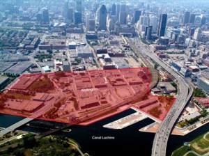 Vue aérienne du secteur de Griffintown