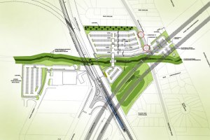 Croquis des gares et des stationnements adjacents du Train de l'Est