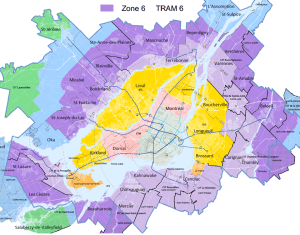 Carte des zones de tarification de l'AMT