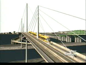 Représentation en 3D du SLR circulant sur le nouveau pont Champlain
