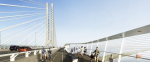 Vue de la piste cyclable et piétonnière du futur pont Champlain