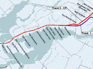 Tracés du CN et du CP pouvant être empruntés par la future navette ferroviaire