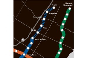 Plan du prolongement de la ligne bleue publié dans le journal La Presse du 30 mai 2013