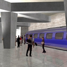 Illustration du projet d'Aérotrain d'Aéroports de Montréal (ADM)