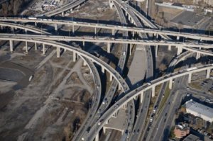 Vue aérienne de l'échangeur Turcot actuel