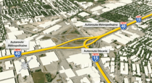 Carte en 3D du secteur de l'échangeur Décarie