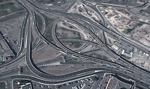 Vue aérienne de l'échangeur Décarie après le chantier