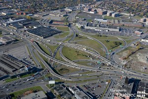 Vue aérienne de l'échangeur Décarie après le chantier