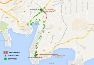 Plan de la déviation autour de l'avenue Victor Lambion (Fort-de-France, Martinique)