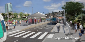 Une des futures stations du TCSP au centre-ville de Fort-de-France (Martinique)