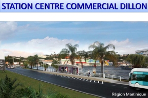 Vue en 3D de la future station du Centre commercial de Dillon du TCSP 