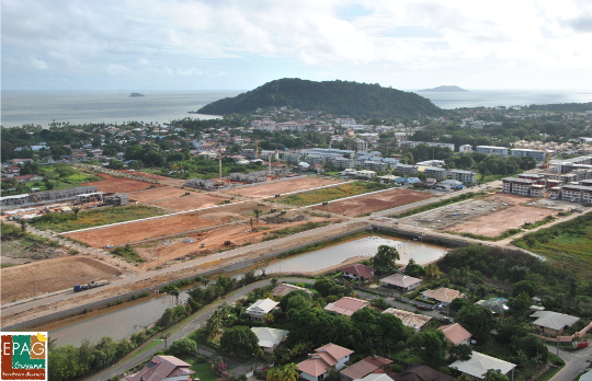 Vue du site de la future ZAC Hibiscus en décembre 2014 prise depuis un hélicoptère