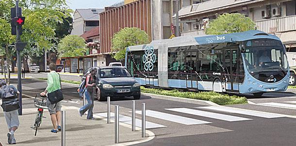 Modèle du futur TCSP de Guyane qui devrait prendre la forme d'un BHNS