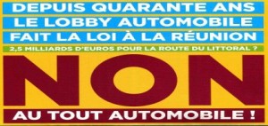 Affiche de lutte contre la dépendance à l'automobile sur l'île de la Réunion